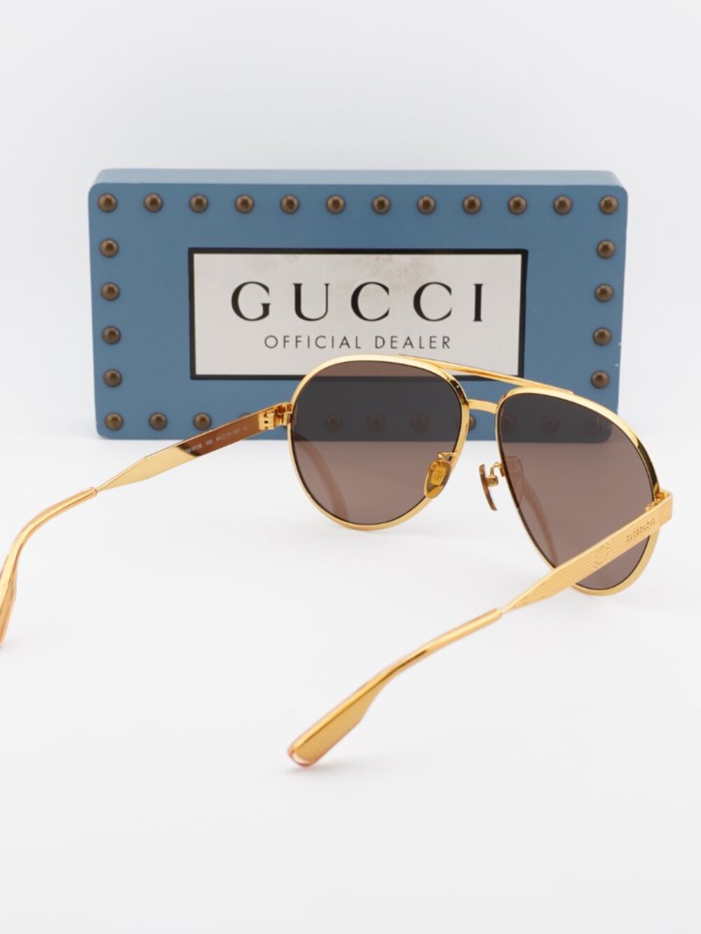 Gucci GG1513S 002 Aviator Sunglasses - Yellow Gold\Brown - Picture 10 of 11